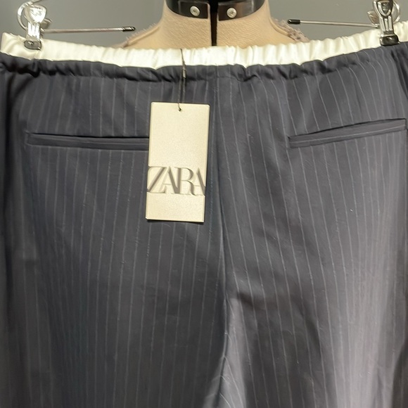 Zara Wide Leg Pants Color-Blue&White Size-XL NWT - Picture 7 of 7
